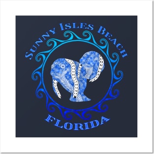 Sunny Isles Beach Florida Vacation Tribal Manatees Posters and Art